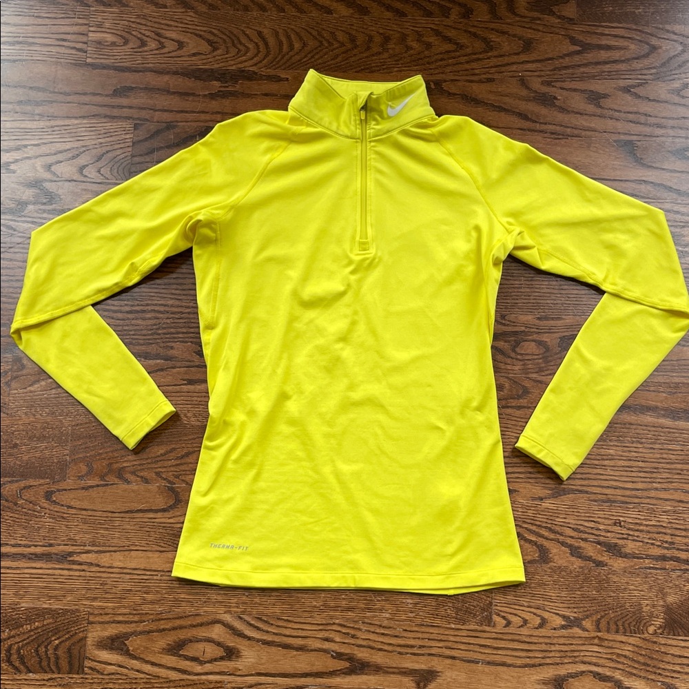 Nike Bright Yellow Therma-Fit Fitted Quarter-Zip Top